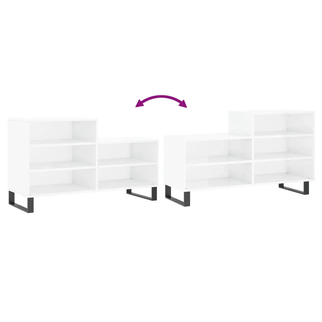 Scarpiera | Mobile per scarpe Bianco Lucido 102x36x60 cm in Legno Multistrato