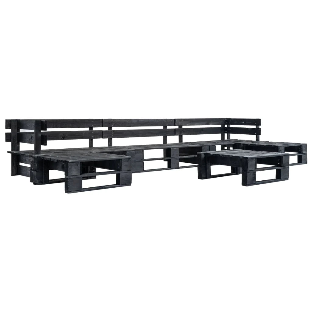 Set di mobili da giardino per esterni set di mobili in pallet da 6 pezzi legno nero 02_0018473