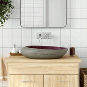 Lavabo da Appoggio-Lavandino-Lavello Viola e Grigio Ovale 59x40x14 cm Ceramica