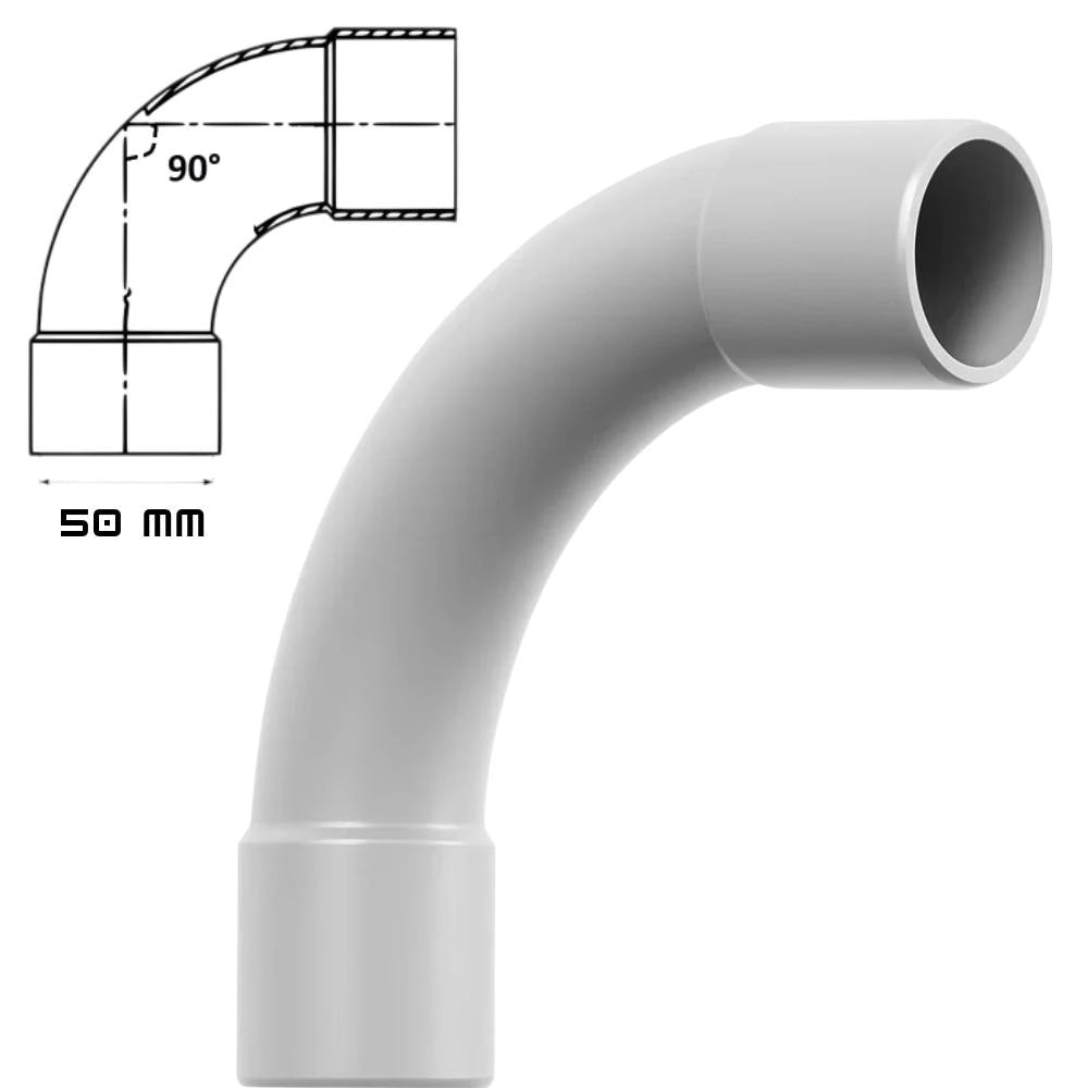 Faeg raccordo curva semplice 90° per tubo rigido ip40 in tecnopolimero *** diametro 50 millimetri, confezione 1