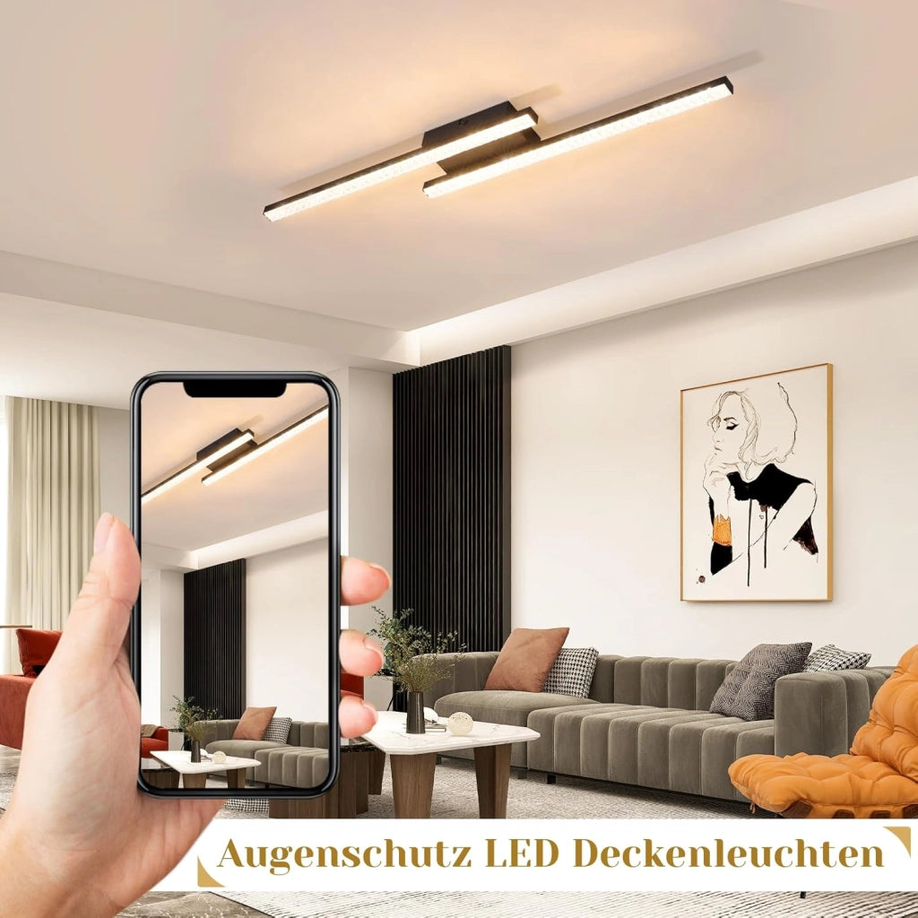 ZMH Lampada da soffitto plafoniera LED 12W nera metallo cristallo luce calda per camera letto corridoio cucina soggiorno