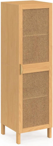 EDHEN Contenitore a 1 anta con ripiani in canna color legno