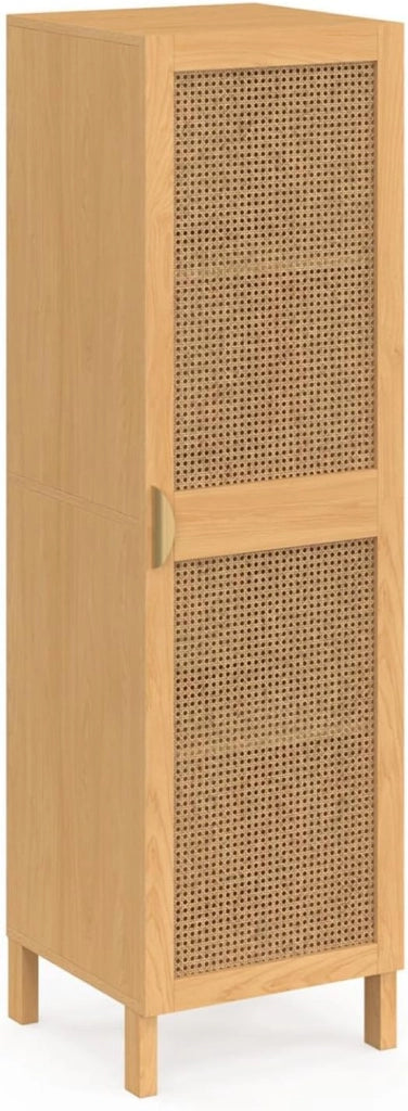 EDHEN Contenitore a 1 anta con ripiani in canna color legno