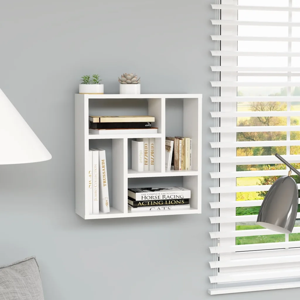 Scaffale a Parete Bianco 45,1x16x45,1 cm in Legno Multistrato 802948