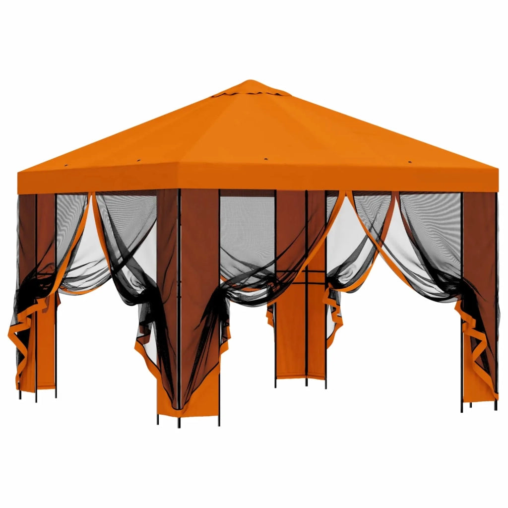Gazebo da giardino con pareti laterali 3 x 3 m Arancione 900369