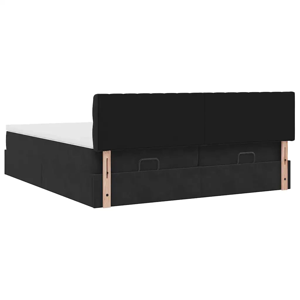 Struttura Letto Pouf con Materassi Nero 200x200 cm Velluto 3312100