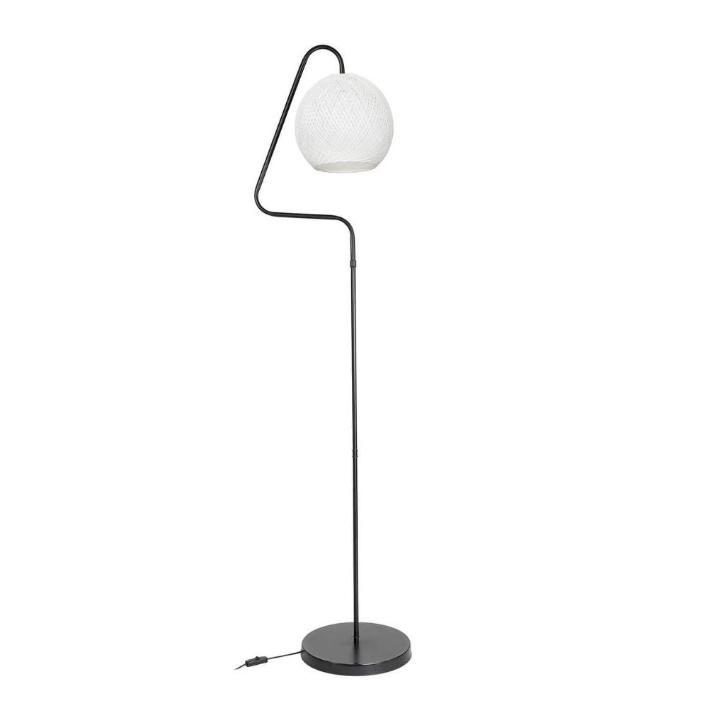 Lampada da terra a stelo Yumak  grigio e paralume tessuto bianco