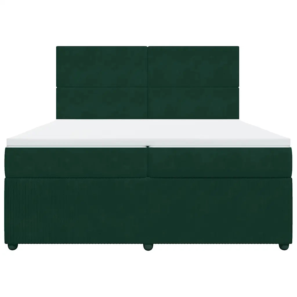 Giroletto a Molle con Materasso Verde Scuro 200x200 cm Velluto
