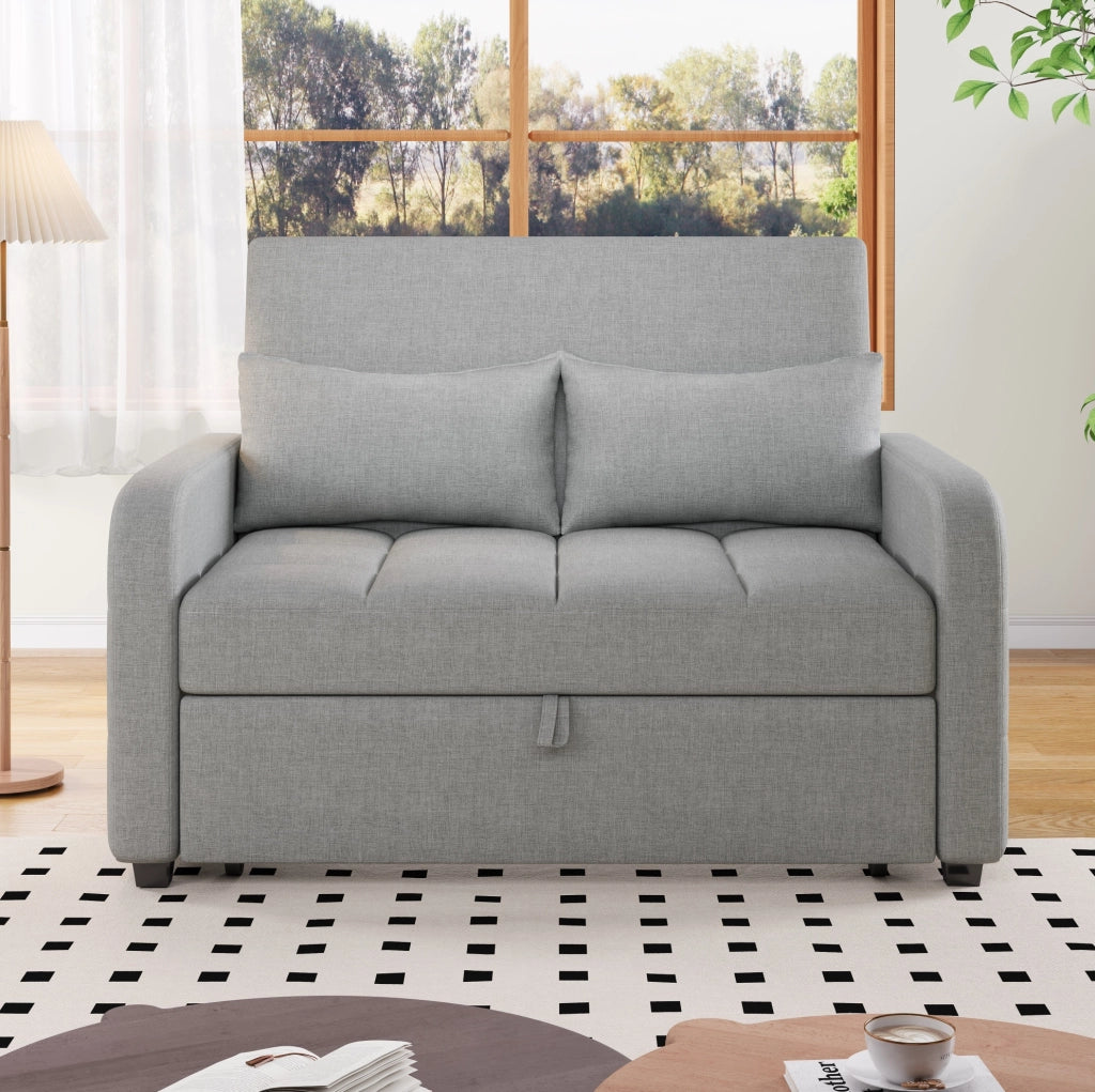Divano letto 127x75x94 cm con schienale regolabile; in schiuma; grigio antico