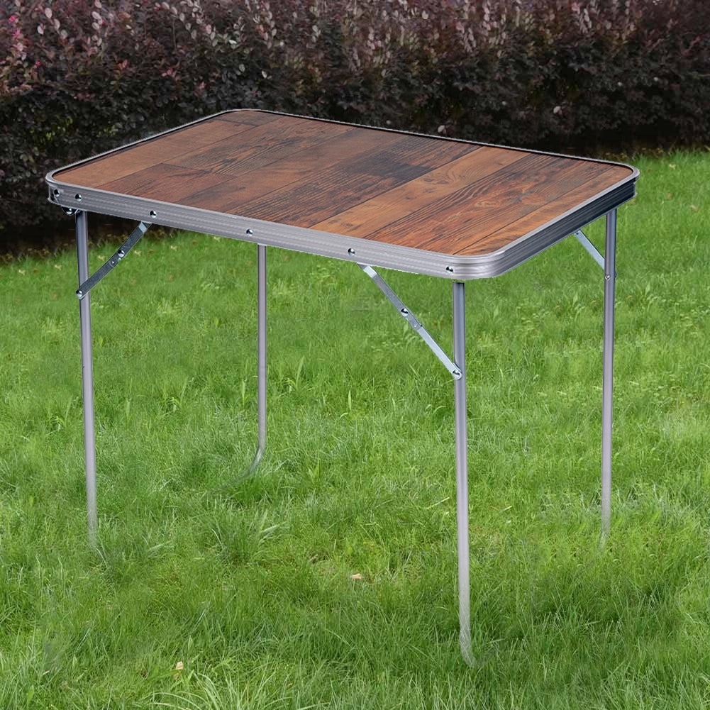 Tavolo da Campeggio Picnic Effetto Legno Tavolino Pieghevole Esterni 70x50x60cm