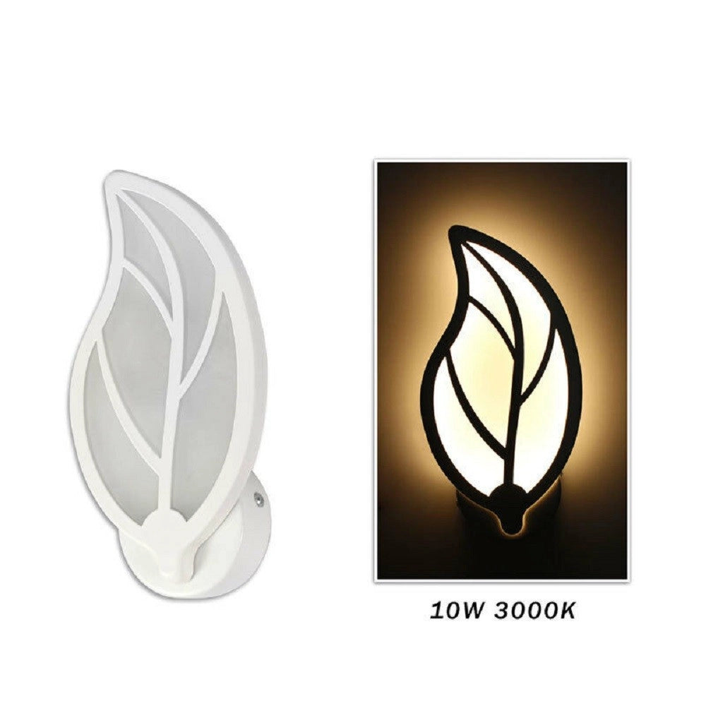 Trade Shop - Applique Foglia A Parete 7 Watt Lampada Abat Jour Luce Fredda Calda Naturale E32 - -bianco Caldo      -