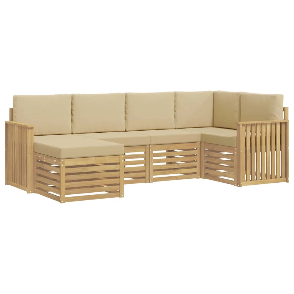Set di divani da esterno 6 pcs Bianco e Beige Poliestere 3392113