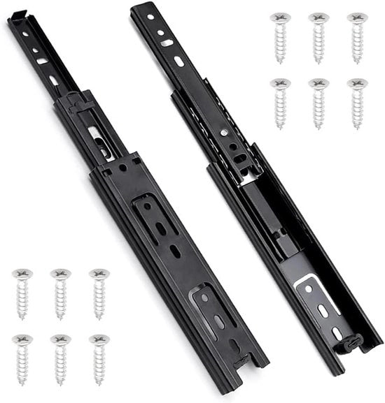 Set di 2 guide per carrello 45 x 150 mm con cuscinetti a rulli, 285 mm estensibili, capacità di carico 45 kg