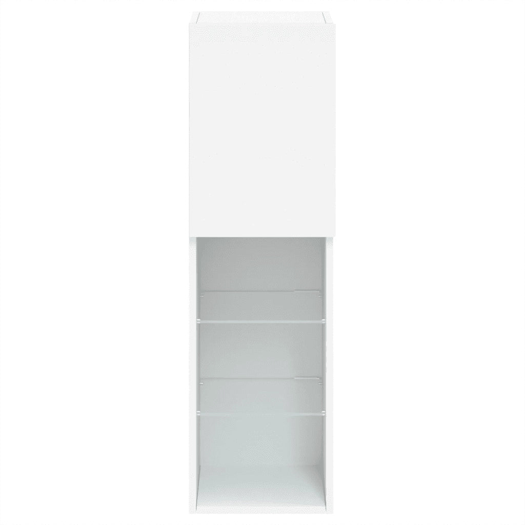 Mobili Porta TV con Luci LED 2 pz Bianchi 30,5x30x102 cm 837016