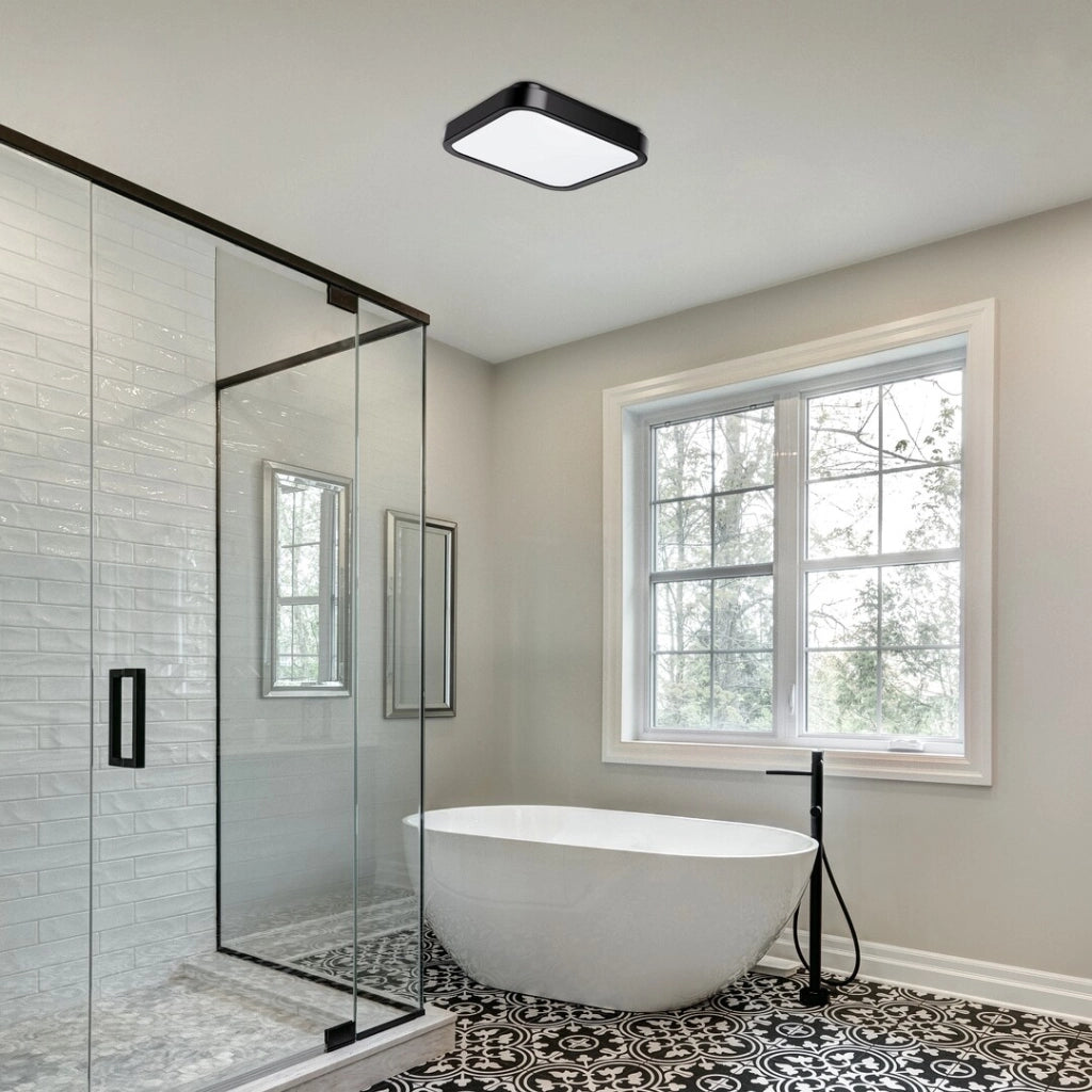 Plafoniera bagno quadrata 25cm nero/bianco IP44 LED 18W