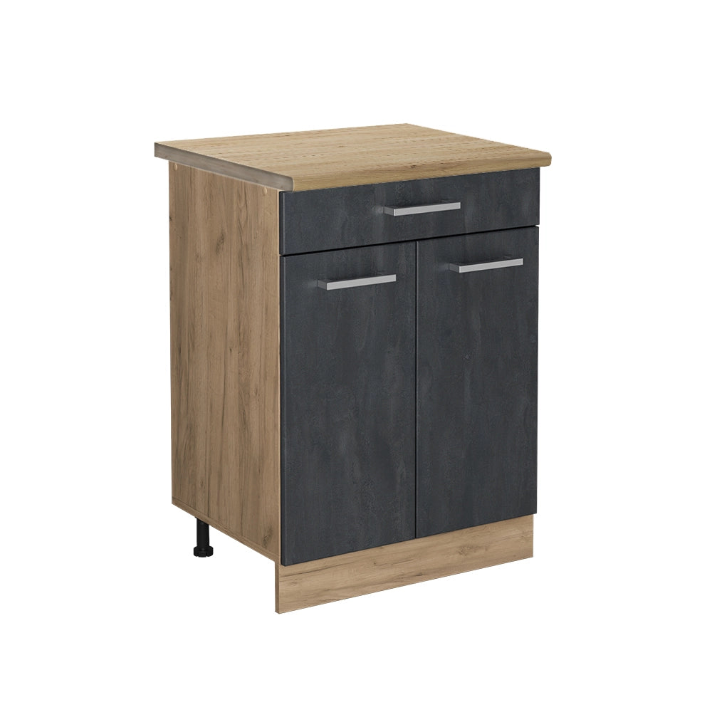 Mobiletto base per cucina R-Line Calce nera/Rovere dorato 60 cm PL Rovere Vicco