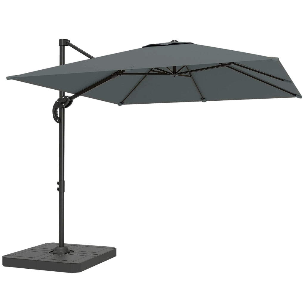Ombrello a sbalzo in alluminio ?244cm Parasole con supporto a manovella Repellente per l'acqua a 360° Grigio scuro rotabile