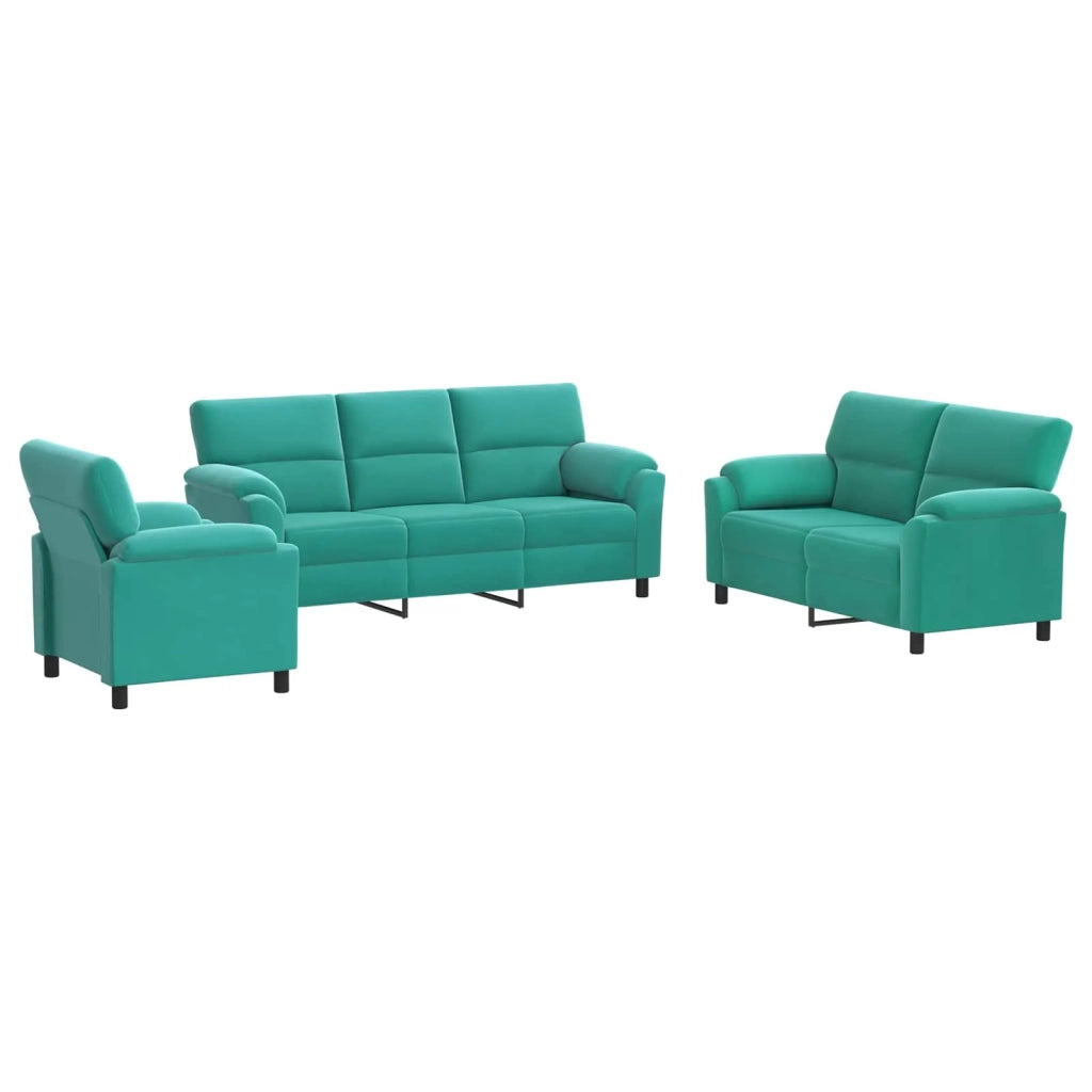 Set di divani 3 pcs Turchese Velluto 3430486