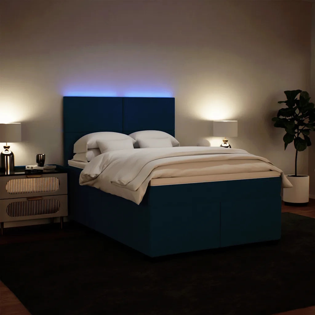vidaXL Giroletto a Molle con Materasso Blu 140x190 cm in Velluto