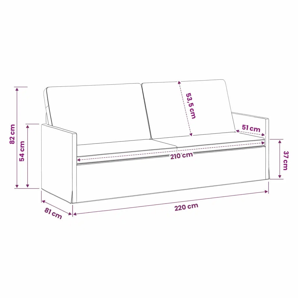 Divano a 3 posti Grigio Scuro 220 x 81 x 82 cm Velluto (V) 42041154