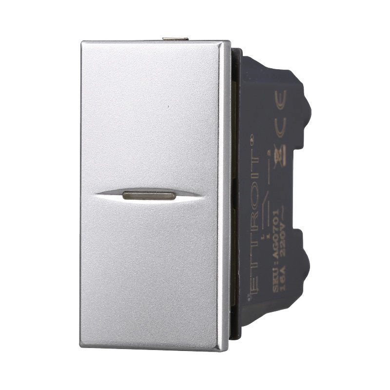 Pulsante Assiale 1P 16A Unipolare Colore Grigio Compatibile Con Bticino Axolute
