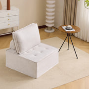 Divano modulare compatto con schienale ergonomico e rivestimento in lino beige facile da spostare per piccoli spazi