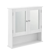 Mobiletto da bagno vintage con specchio mobile da bagno con anta 3 ripiani portaoggetti MDF laccato 58 cm bianco 03_0000784