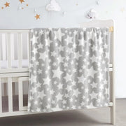 Coperta di pelliccia per bambini - morbida e calda - grigio con stelle - ideale per neonati e bambini in età prescolare - 75 x 100 cm
