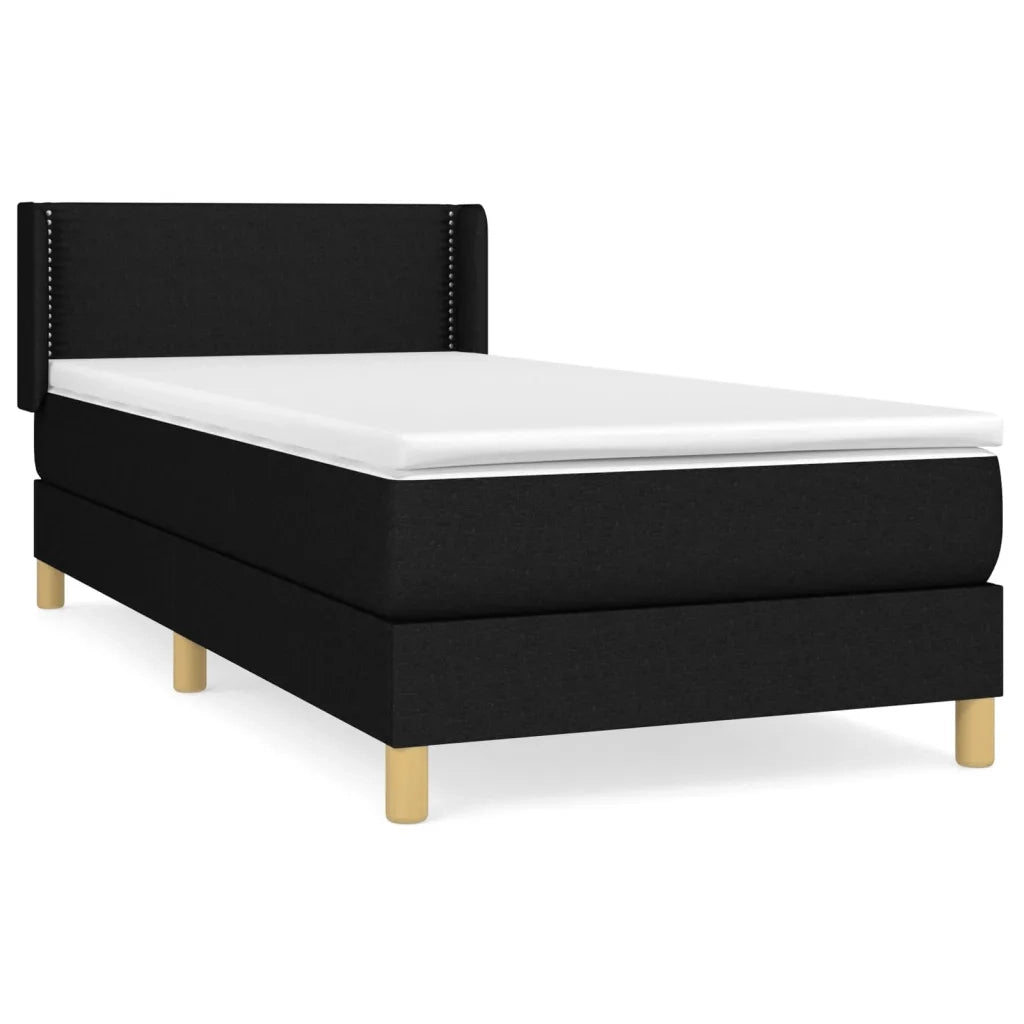 Giroletto a Molle con Materasso Nero 90x200 cm in Tessuto