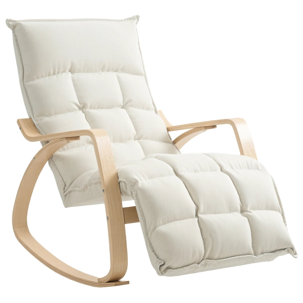 Poltrona Dondolo Imbottita con Braccioli ¨C Zephmum ¨C Crema Struttura in Metallo