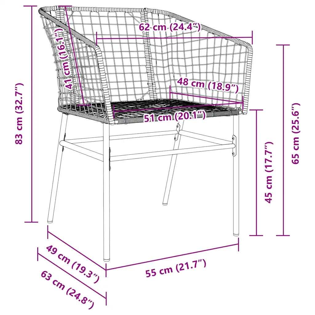 Set da Pranzo per Giardino 7 pcs Nero polyrattan 3380895