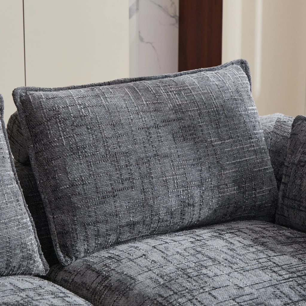 Divano modulare con pouf 256x161x75 cm in ciniglia grigio scuro