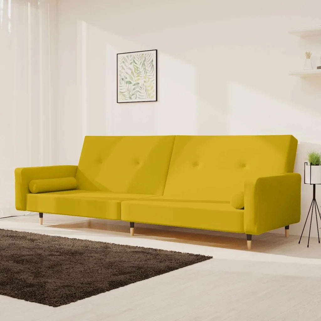Divano Letto a 2 Posti con 2 Cuscini Giallo in Vellutocod mxl 87850