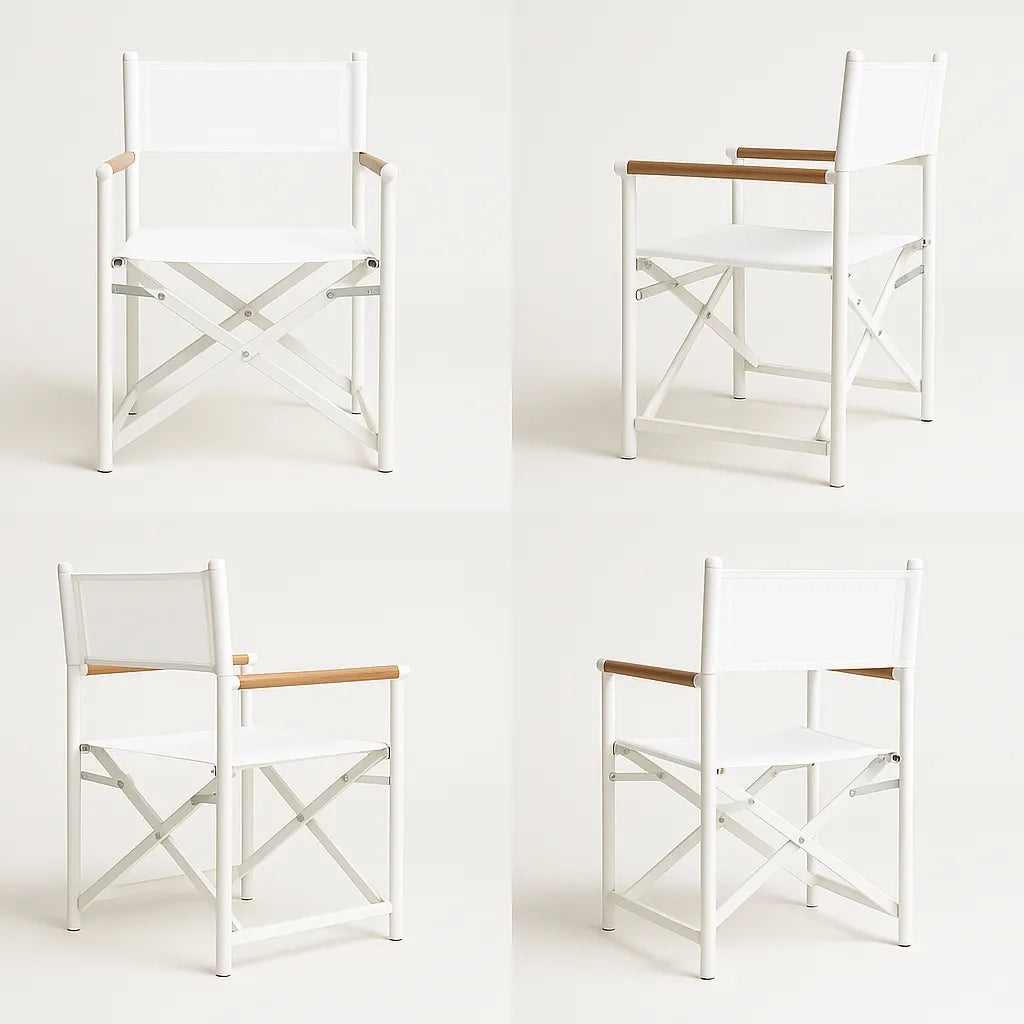Set di 2 Sedie Regista Fellini - Bianco/Legno