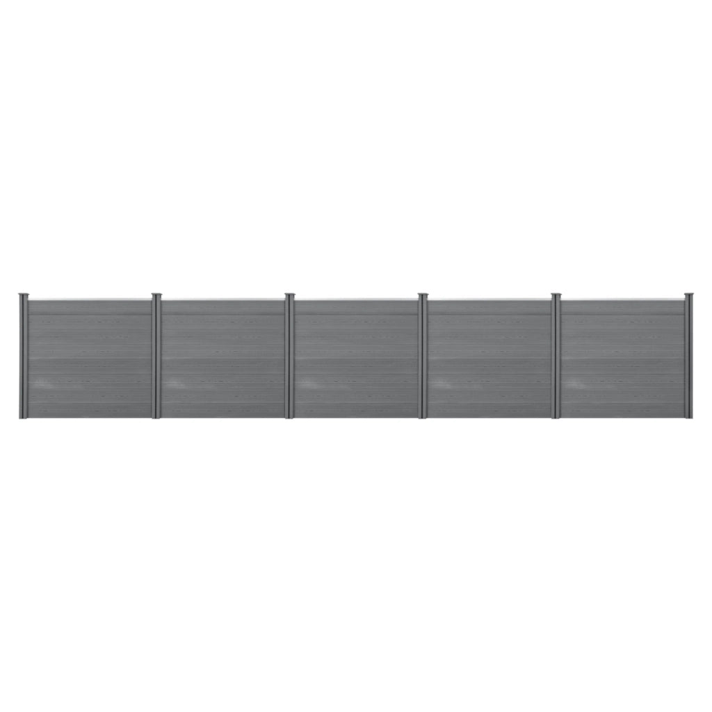 Recinzione per la privacy da giardino con 6 pali assi in legno composito WPC 165 x 770 cm grigio 03_0006583