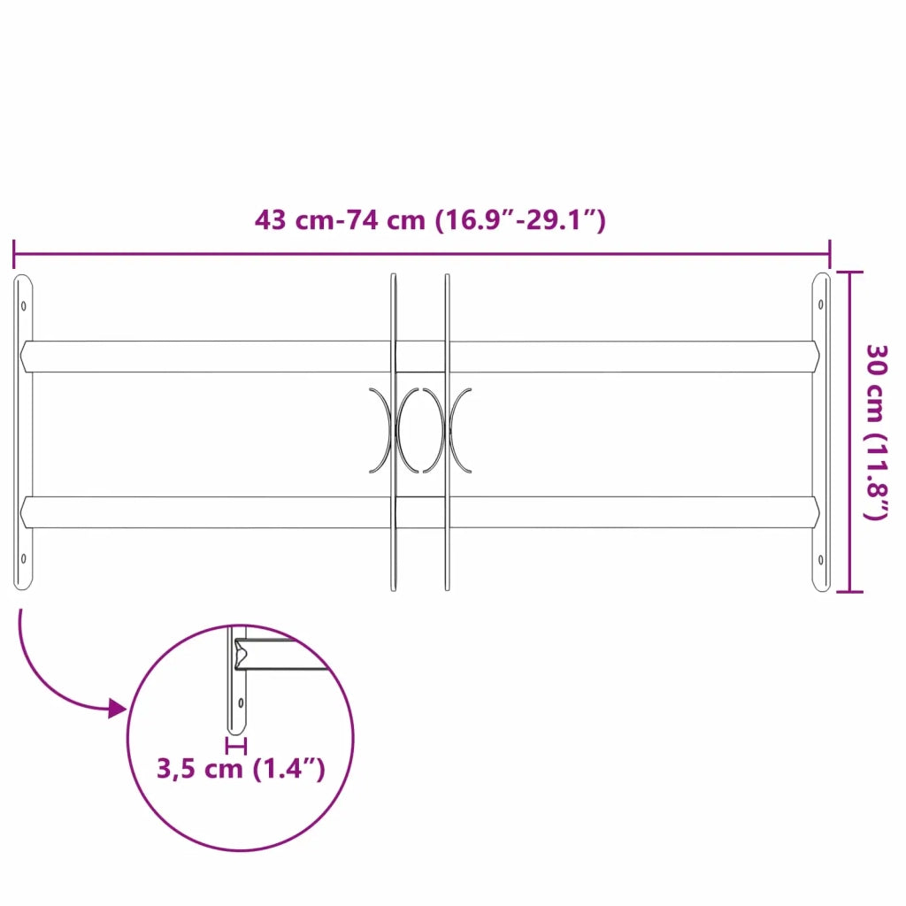 Griglia di Sicurezza per Finestre con 2 Traverse 43-74 cm 42031291