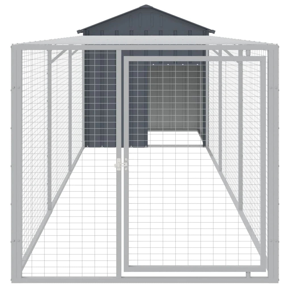 Recinto per pollaio con recinto per galline 117 x 405 x 123 cm in acciaio zincato antracite 02_0043947
