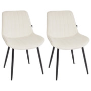 Set di 2 sedie da pranzo in velluto beige chiaro con gambe in acciaio nero senza braccioli set da pranzo salotto soggiorno moderno