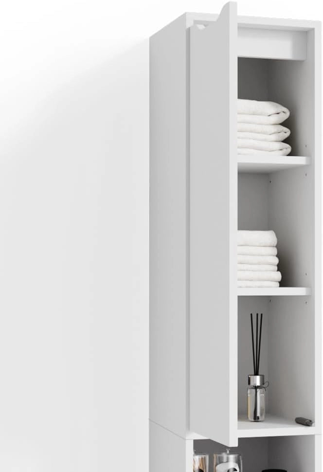 Mobile bagno alto Ruben, Bianco, 30 x 192.5 cm, per la conservazione in bagno, compatibile con Ruben Collection