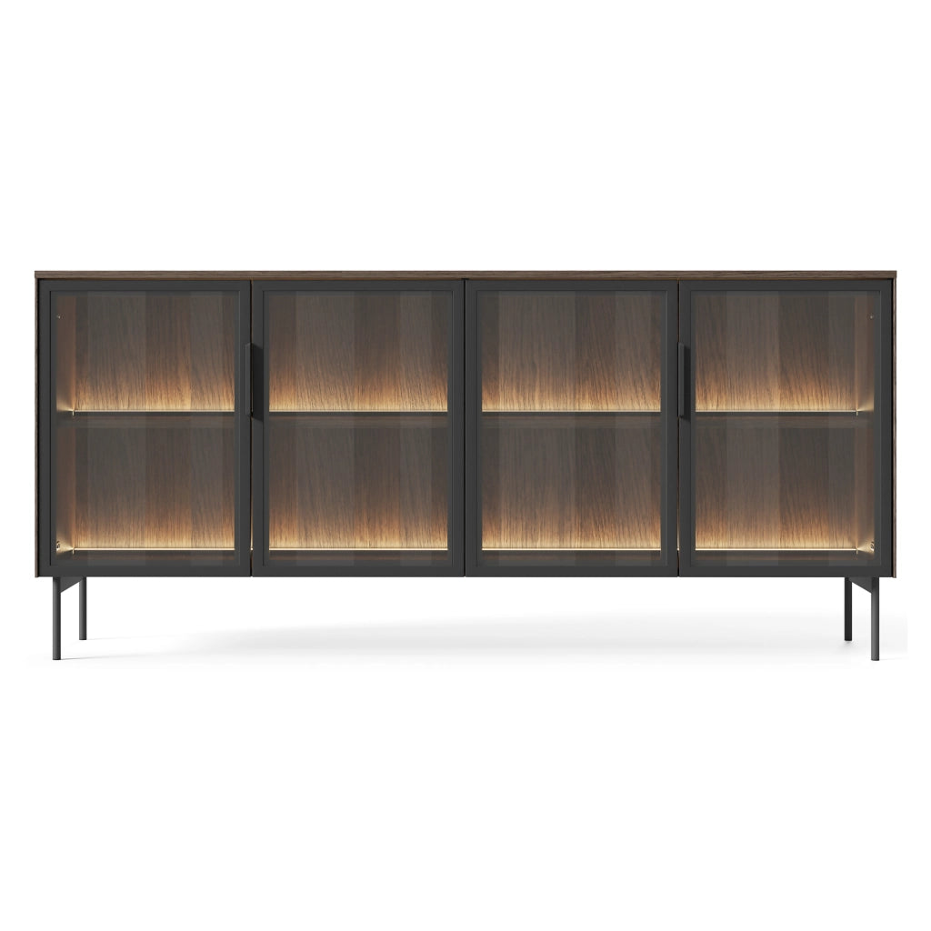 Madia Hapa, Credenza 2 Ripiani, 181x39x83h cm Marrone Noce