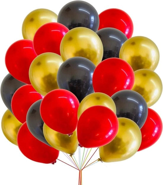 Set di palloni da festa in latex a 10 pollici - rosso oro nero - con 30 palloni e compressore