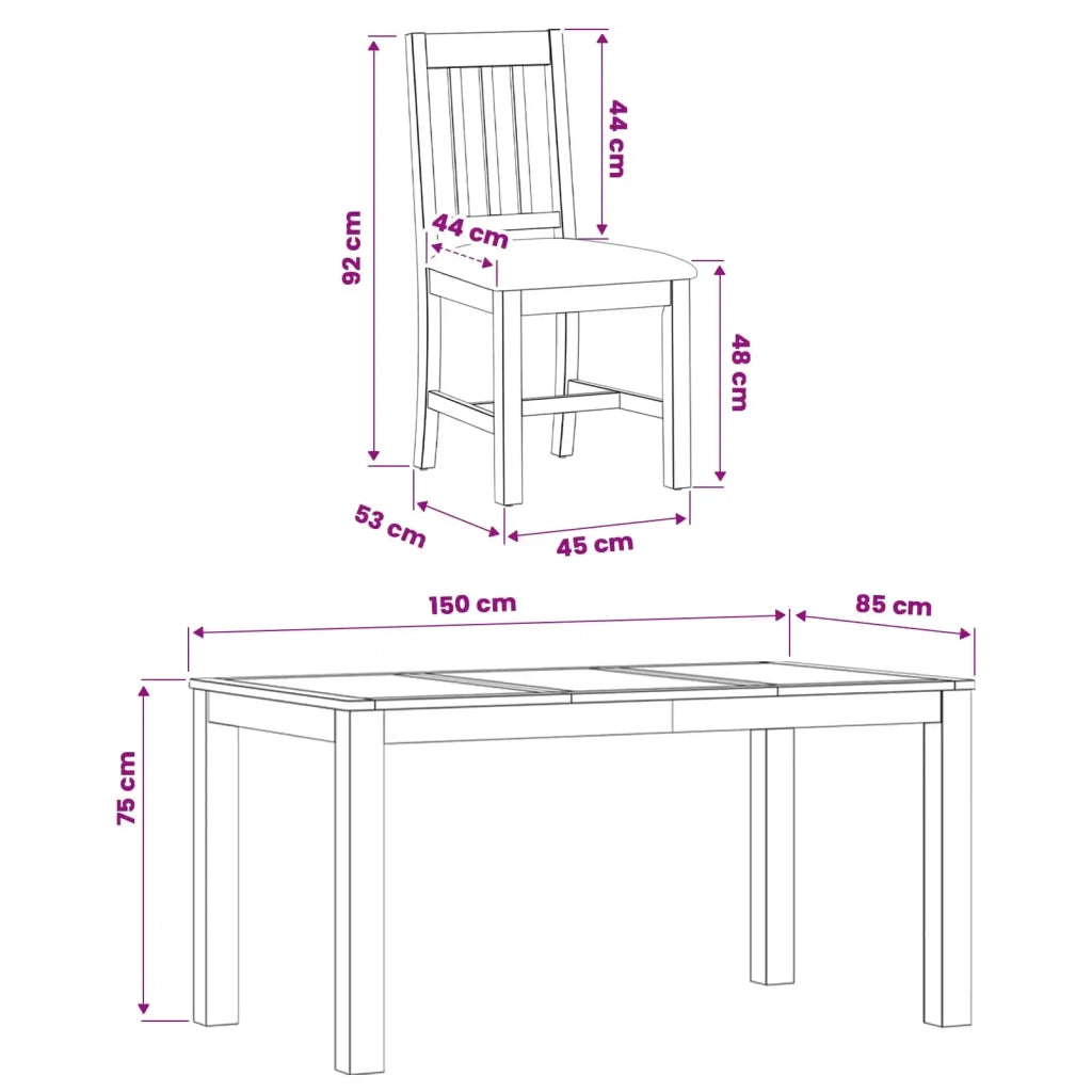 Set da pranzo 7 pz Beige Legno di Quercia Massello 3430366