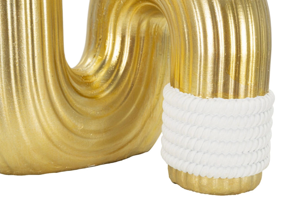 Vaso Bann Big 15,3x13x30,5 cm in Resina Oro e Bianco