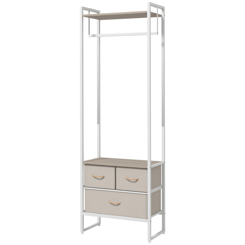 Appendiabiti con 3 cassetti e ripiano ¨C zephmum ¨C 58.5x30x178 cm Natural