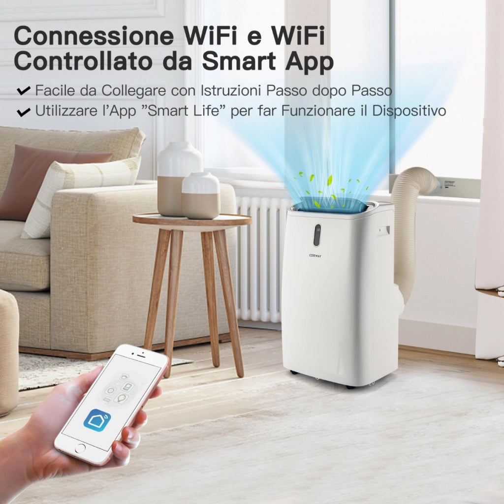 Condizionatore portatile con 3 velocit¨¤ e controllo con App, Aria condizionata 16000 BT 5 in 1 con telecomando Bianco-Condizionatori aria