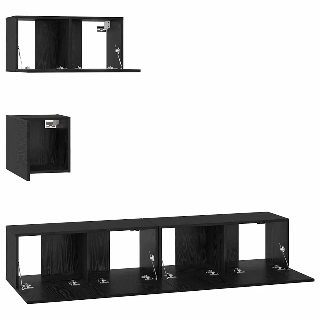 vidaXL Set mobile TV 4 pcs Rovere nero 80 x 30 x 30 cm