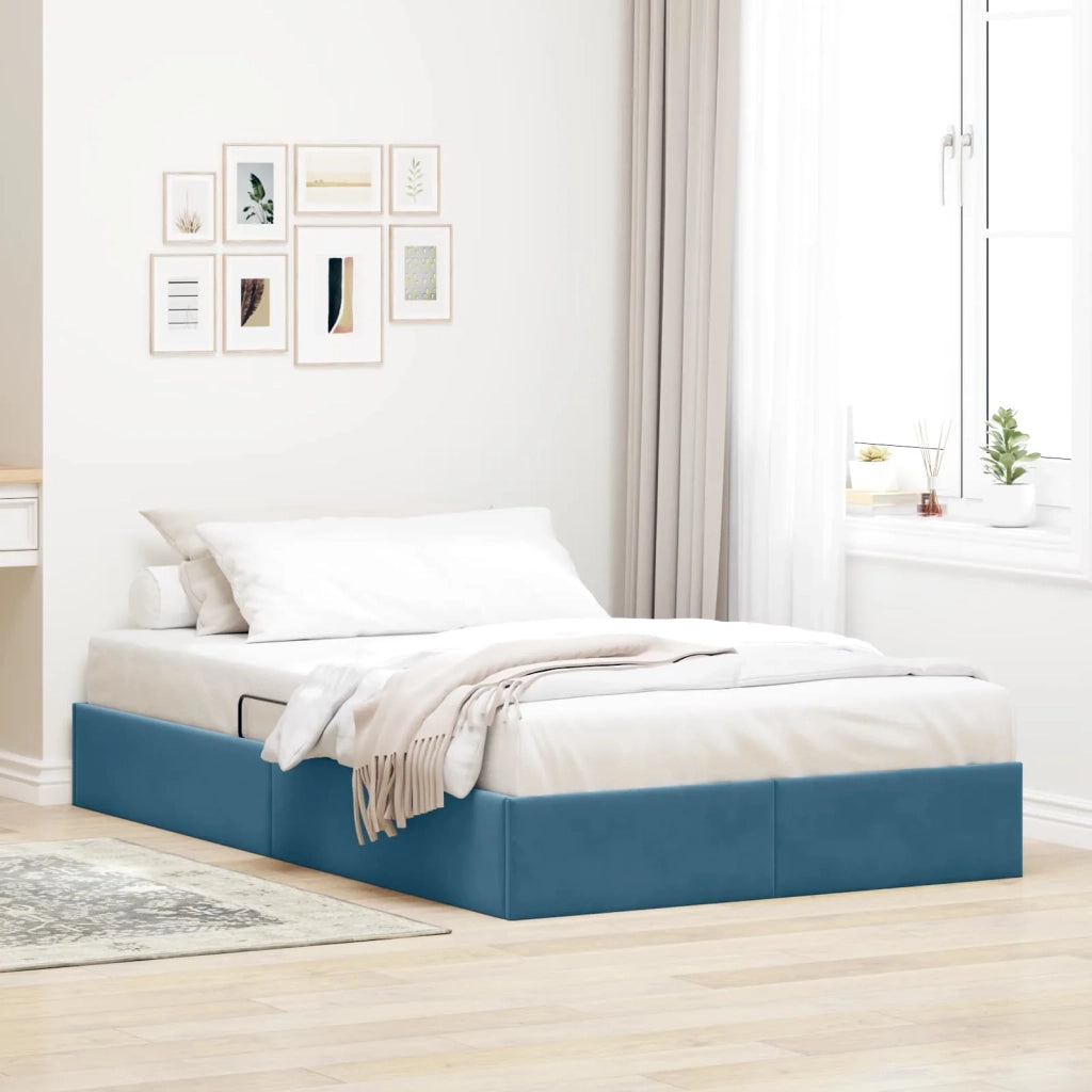 Letto ottomano con archiviazione Blu Scuro 120 x 200 cm Velluto