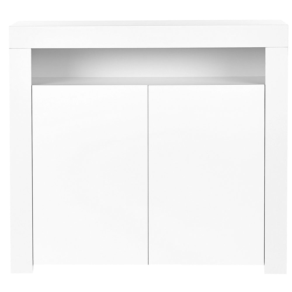 Credenza a 2 ante in mdf bianco truciolare 4 ripiani con illuminazione a led armadio di stoccaggio opaco