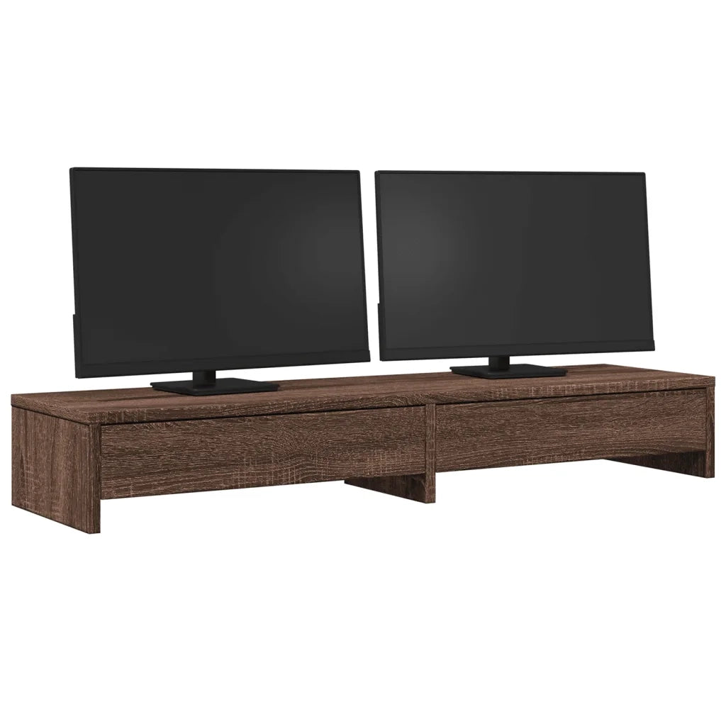 Supporto Monitor con Cassetti Marrone 100x27x15cm in Truciolato 854676