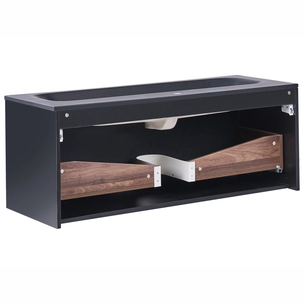 Mobile bagno sospeso con lavabo Frontale in MDF 1 cassetto 120 x 46 cm Marrone scuro